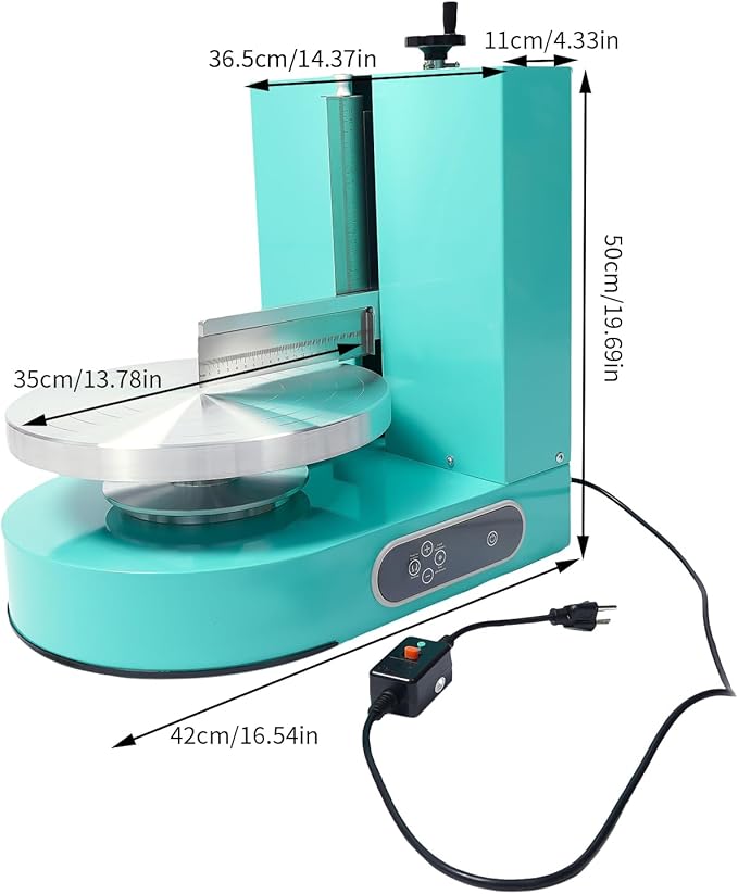 Cake Decorating Machine, 200W Cake Cream Spreading Machine 60-320rpm Rotating Speed Automatic Cake Cream Spreading Machine with LCD Display for 4-12 inch Cakes (Green)