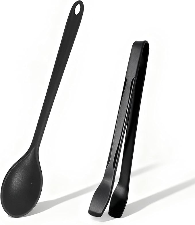 Silicone Cooking Tongs & Serving Spoon Set
