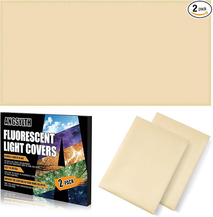 2 Pcs Fluorescent Light Covers - 4 x 2 Feet Covers for Ceiling Lights, Magnetic Light Filters for Classroom, Office, Hospitals, Home