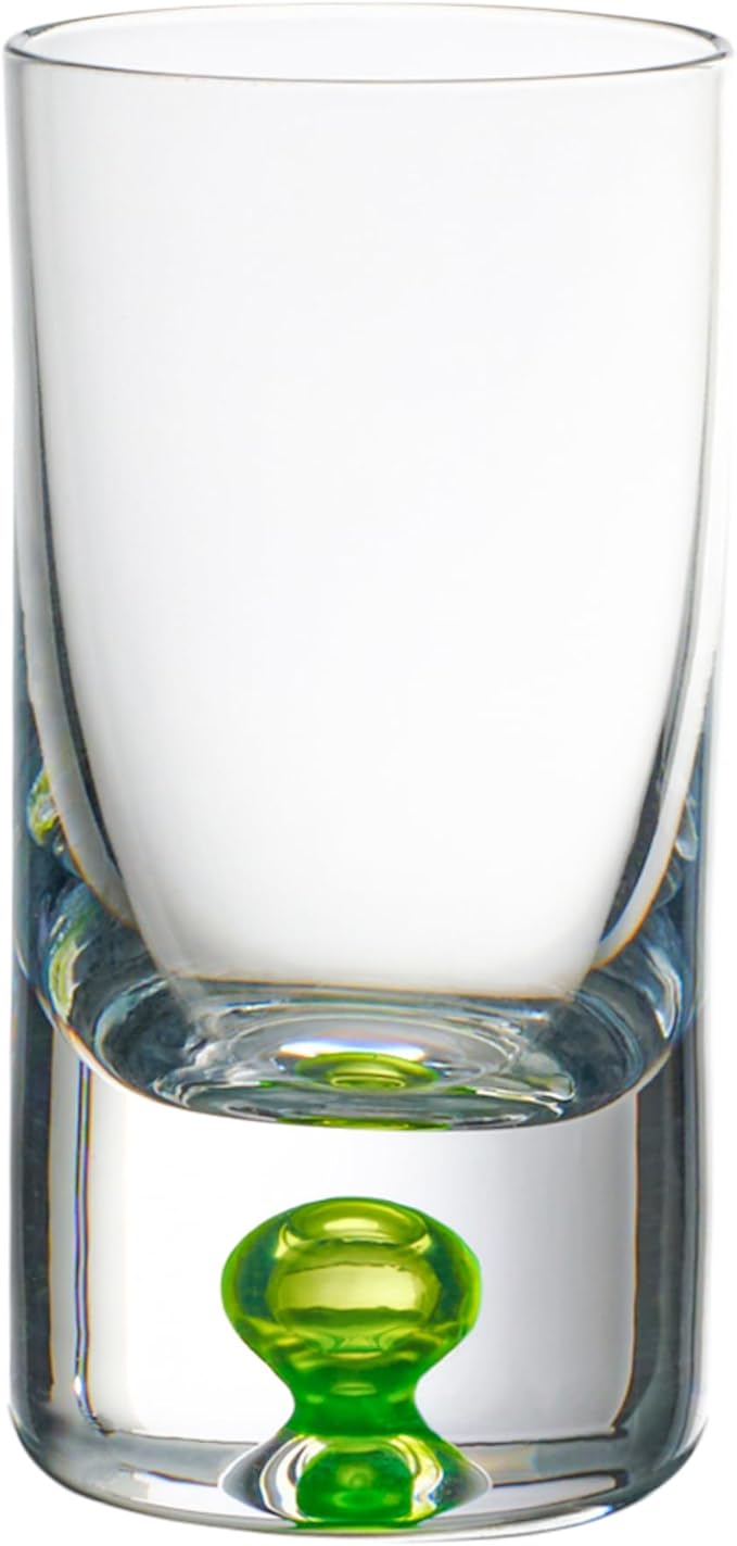 Barski Shot Glasses - Liquor Glass - Set of 6 - Crystal Glass - Assorted Colored Bubble in Base - Thick Base - 1.25 Oz. for Vodka, Whiskey, Tequila - Espressos - Spirits & Liquors - Made in Europe