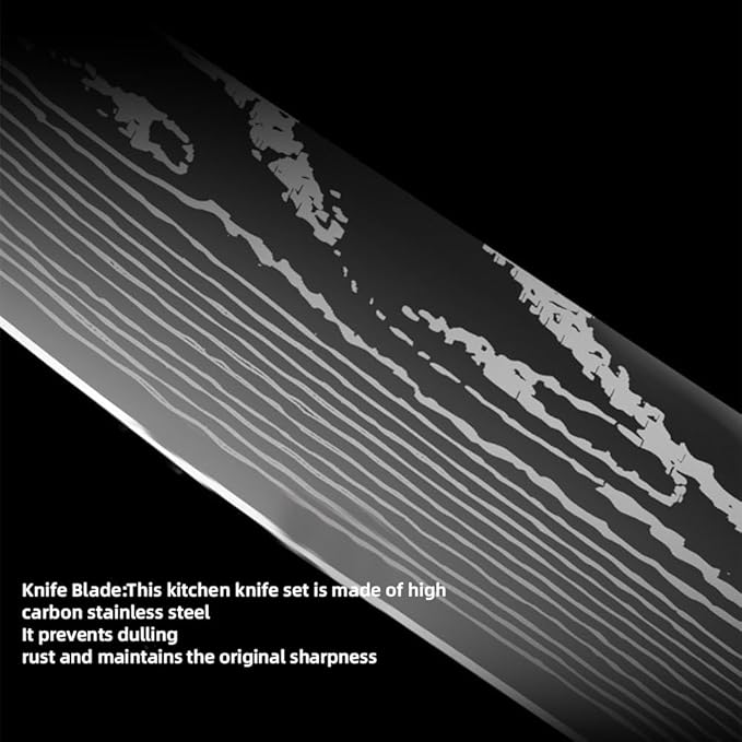 Kitchen 8 Inch Chef's Knife, Professional Japanese Chef Knives with High Carbon Stainless Steel Ultra, Sharp Knives with Ergonomic Color Wooden Handle for Cooking Meat, Fruits, Vegetables.
