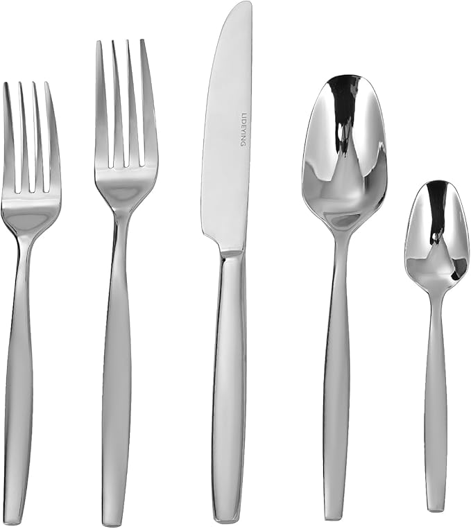 20-Piece Silverware Set for 4, Stainless Steel Flatware, Durable 18/0 Stainless Steel Utensils, Rust-Proof & Dishwasher Safe, Modern Tableware for Home & Dining