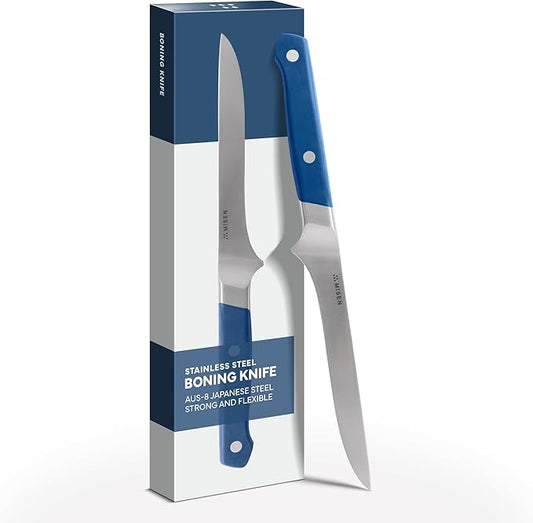 Misen 6" Stainless Steel Boning Knife – Precision Blade for Trimming, Deboning & Butchering – High-Carbon Steel for Razor-Sharp Edge – Ergonomic Handle for Control - Blue