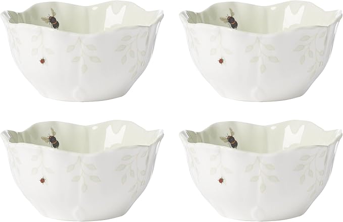 Lenox 897162 Butterfly Meadow Floral Dessert Bowls, Green, Set of 4