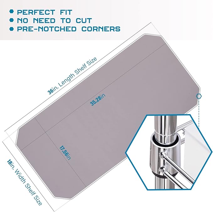 BRIAN & DANY Wire Shelf Liner 18" X 36", Heavy Duty Shelf Liners for Wire Shelving, Waterproof Protector Mats, Set of 4, Charcoal