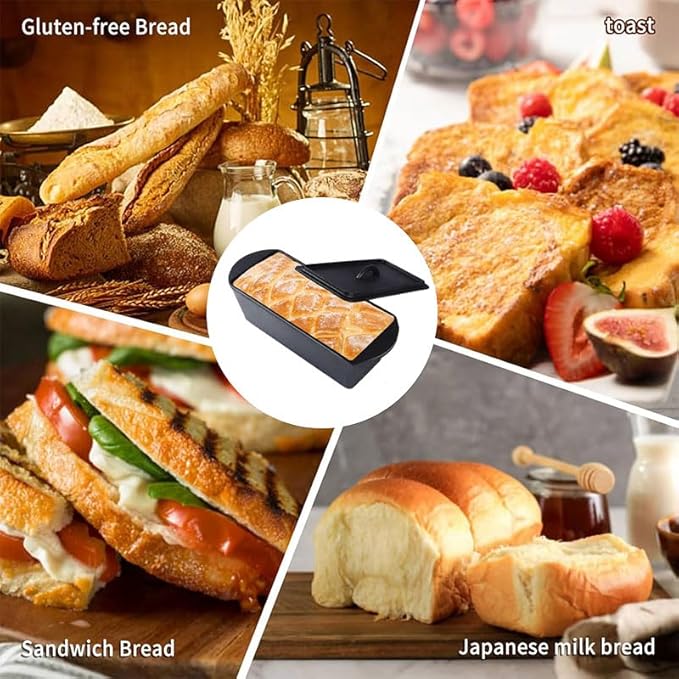 Cast Iron Bread Pan with Lid - 2LB Capacity (13x5 Inch) Large Pullman Loaf Pan for Homemade Bread - Non-Stick，Dual Handle, Pre-Seasoned, Rust-Resistant (Black-Cast Iron)