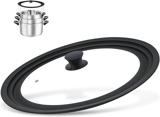 13-14-15 in Universal Lid for Oversized Pots, Pans and Skillets, Extra Large Pot Lid Tempered Glass Lid