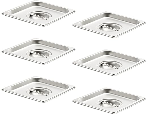 CURTA 6-Pack 1/6 Size Steam Table Pan Lid with Handle, NSF, Hotel & Catering Food Cover