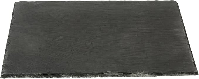 Restaurantware Slate Serving Tray 1 Pack of 12 x 12" Foam Feet Charcuterie Stone Plate Rustic Edges Freezable Black Square Serving Display Cheese Board for Kitchen, Gourmet, Dining, Parties