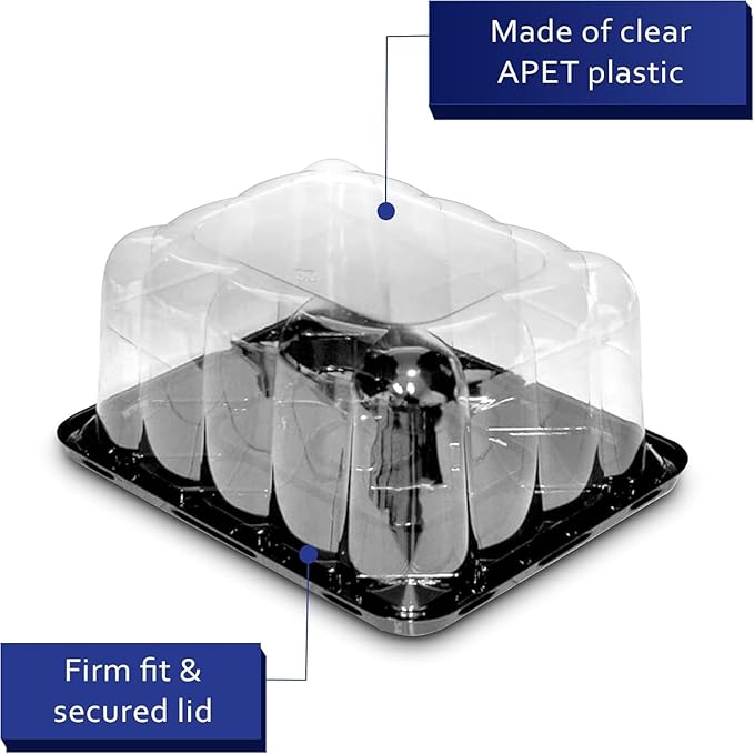 MT Products Clear Plastic Rectangular Bakery Boxes 11" x 9" x 5" - 1/8 Sheet Disposable Cake Containers with lids - Pack of 50