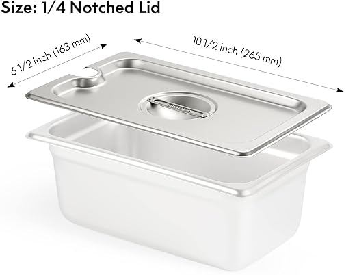 CURTA 6-Pack 1/4 Size Slotted Steam Table Pan Cover, Lid with Handle, NSF, Hotel & Catering Food Cover