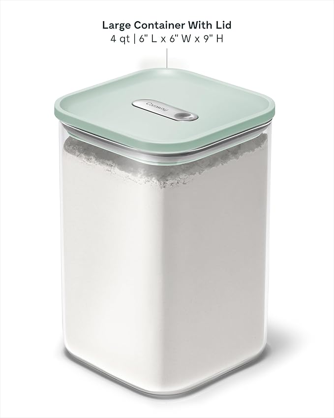 Caraway 4qt Glass Airtight Food Storage Container with Lid – Non-Toxic, BPA-Free Kitchen Storage Container – Stackable, Space-Saving Airtight Container for Dry Goods and More - Mist