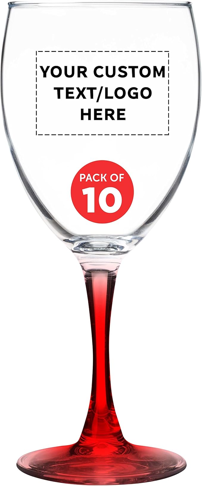 Custom Nuance Wine Glasses by ARC 10.5 oz. Set of 10, Personalized Bulk Pack - Restaurant Glassware, Perfect for Red Wine, White Wine, Cocktails - Red