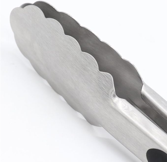 304 Stainless Steel Kitchen Cooking Tongs, 14" and 16" Set of 2 Sturdy Grilling Barbeque Brushed Locking Food Tongs with Ergonomic Grip, Black