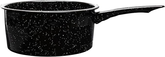 3 Quart Granite Saucepan, Naturally Nonstick Sauce Pots, Speckled Enamel Ware Cookware, Small Sauce Pan for Cooking and Boiling - Granite Cooking Pot for Stovetop, Campfire, Outdoor Stove