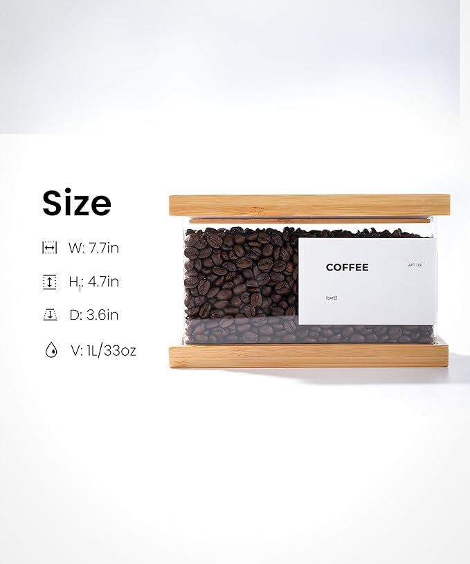 Bamboo Food Dispenser | Kitchen Organizers and Storage | Airtight Pantry Organizers and Storage Container | Cereal, Rice, Flour, Snack Storage (2, Small)