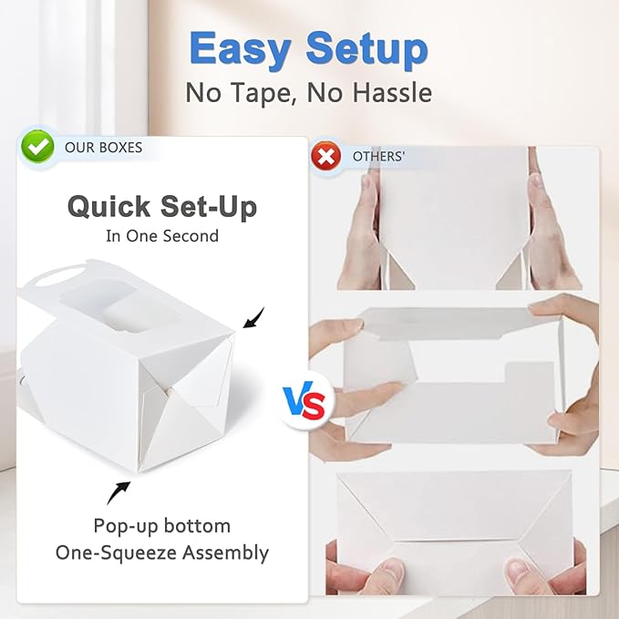 Cupcake Boxes 25 Pcs, Individual Cupcake Carrier White with Window Insert and Handle Pastry Containers Single Muffins Container for Bakery Wrapping Party Favor Packing