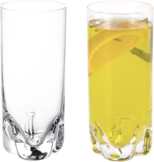 KAMMAK Drinking Glasses Set of 2, 11oz Crystal Water Glasses, Tall Glass Cups, Highball Glass for Cocktail, Juice, Mojito, Iced Tea, Kitchen and Bar Glassware Gifts, Collins Glasses