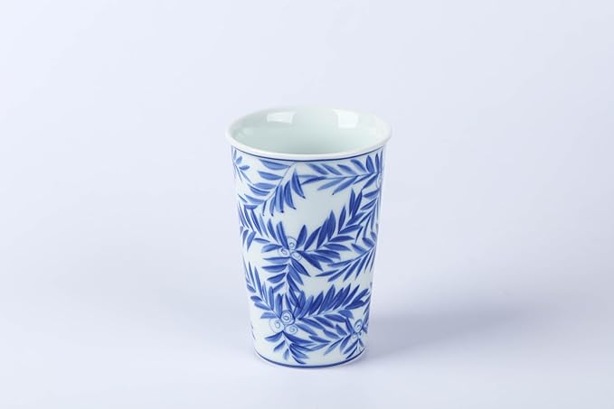 14 oz ceramics Handmade blue and white Retro Coke cups coffee tea set of 4 china Coffee Mugs for Tea, Milk,Dishwasher and Microwave Safe，Free gift soft silicone cover and gift box