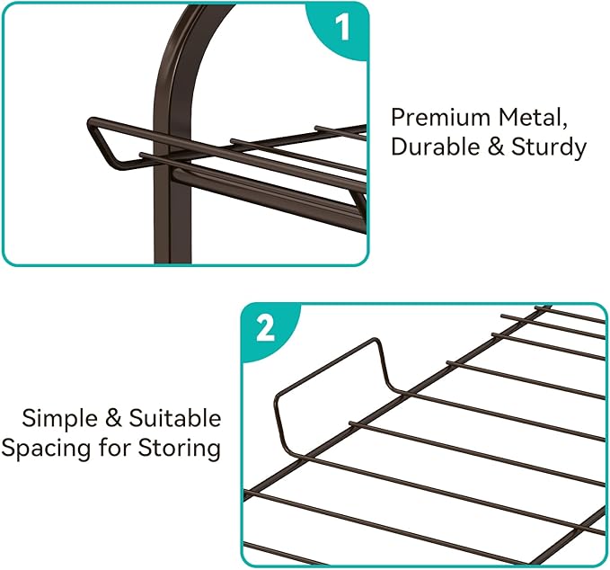 smusei 5 Tier Water Bottle Organizer Vertical Free Standing Storage Shelf Metal Beverage Rack Dispenser Large Capacity Bottled Water Holder Stand for Kitchen Party Pantry, Bronze