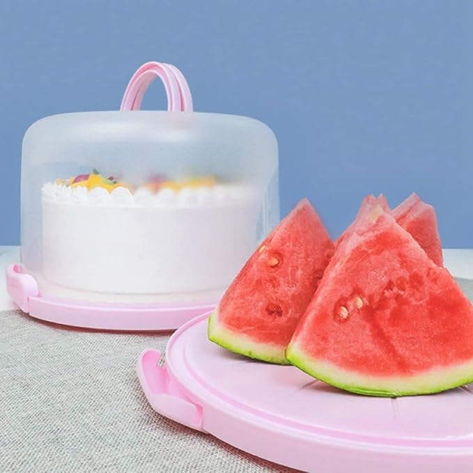 Cake Carrier Round Cake Stand Plus Height Cake Container with Cupcakes Pad, Handle, Lid Reusable Package Box for Transporting Desserts,Pie,Toast,Fruit