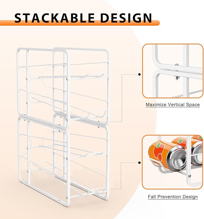 4 Pack Soda Can Organizer Storage Rack for 12oz Standard Soda Can, Stackable Beverage Storage Organizer Holder for Refrigerator, Stacking Drink Organizer Can Dispensers for Pantry, Fridge, Cabinet
