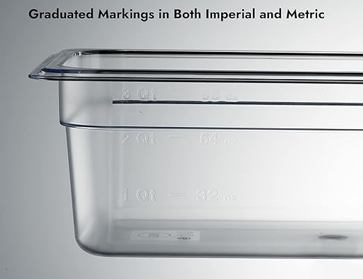 CURTA 6 Pack NSF Food Pans, 1/3 Size 4 Inch Deep, Commercial Polycarbonate Plastic Clear Freezer-Safe