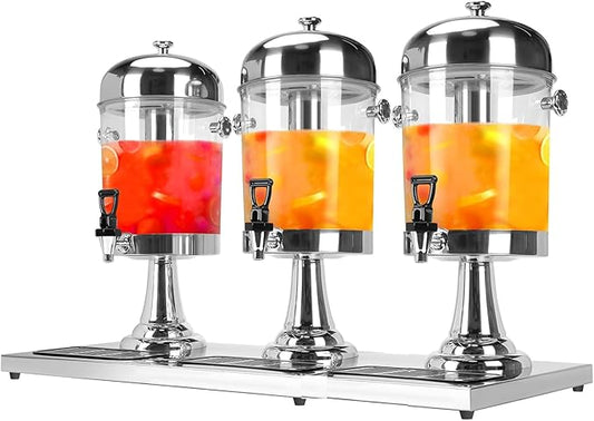 6 Gallon Drink Dispensers for Parties, [Easy-to-Clean Drip Tray Design] [Cold & Hot Dual-Use] Beverage Dispenser with Stand & Ice Core, Stainless Steel Juice Dispenser for Home Lemonade, Catering
