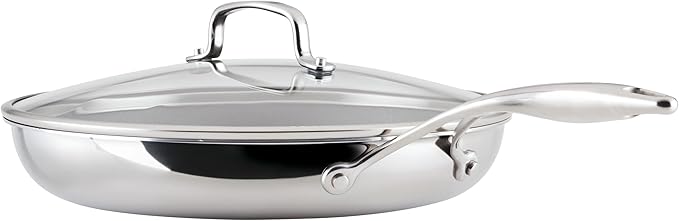 Circulon C1 Series Clad Stainless Steel with ScratchDefense Technology Cookware Nonstick Induction Frying Pans/Skillets with Lids, Metal Utensil Safe, 6 Piece Set - Polished Stainless Steel