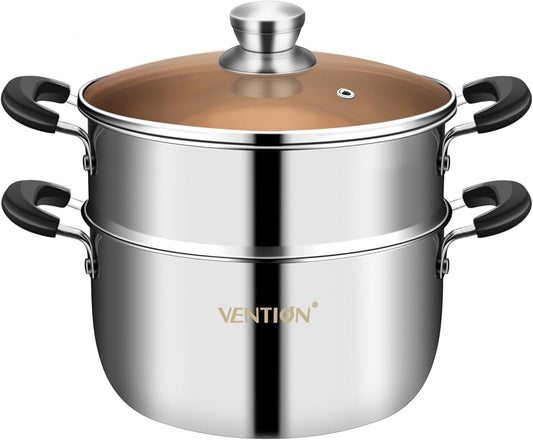 VENTION 7.9 Inch Small Vegetable Steamer Pot, 2.5 QT Stainless Steel Steamer for Cooking, Steam Pot(20cm)
