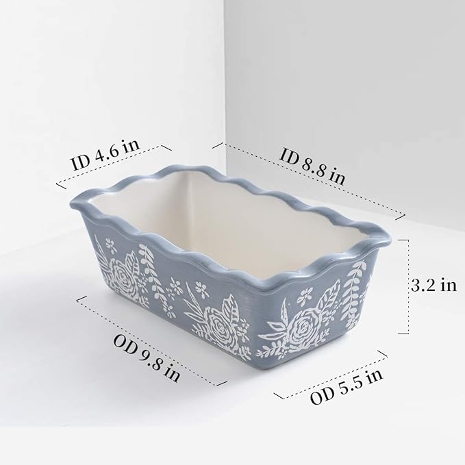 Wisenvoy Loaf Pan Bread Pan Ceramic Baking Pans Hand Paint Meatloaf Pan Nonstick Loaf Pans For Baking Bread