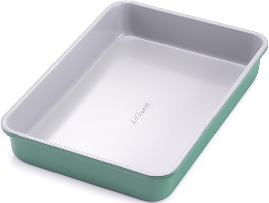 LeGourmet Nonstick Rectangle Baking Pan 9x13 Inch, Ceramic Coating, Non-Toxic, Rust Resistant Aluminized Steel, Perfect Baking Dish for Brownie Cake, Roasting, Lasagna - Rosemary