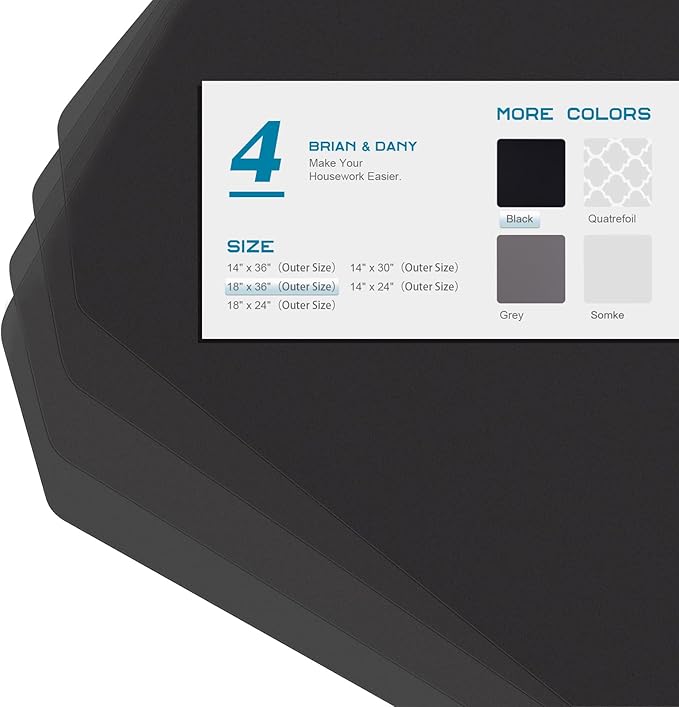 BRIAN & DANY Wire Shelf Liner 18" X 36", Heavy Duty Shelf Liners for Wire Shelving, Waterproof Protector Mats, Set of 4, Black