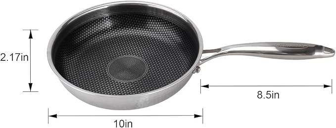 Stainless Steel Non Stick Skillet Frying Pans (10 inch)