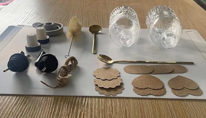 Oudizz Coffee Syrup Dispenser Set 2 Pcs - 200ml Syrup Dispenser Glass With Metal Pour Spout for Coffee Bar for Kitchen