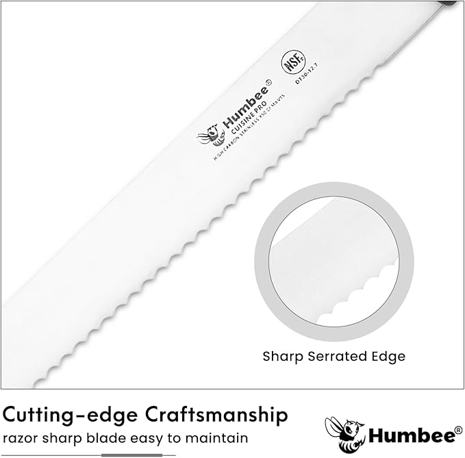12-Inch Serrated Bread Knife, Premium High Carbon Stainless Steel Blade Knife for Bread with Ergonomic Handle, NSF Certified, DT-30 Series, Orange