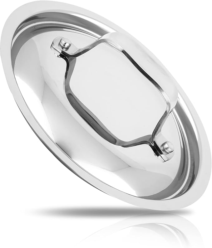 NutriChef Stainless Steel Saucepan Lid - Sturdy and Durable Stain-Resistant 1.5 Quart Kitchen Cookware Saucepot Lid w/ Handle - Works w/ Kitchenware Pots & Pans Set Model NCSSX45