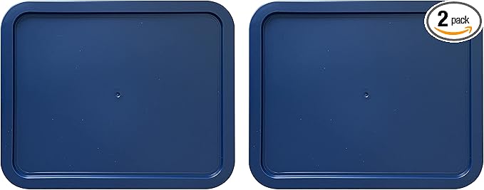 Replacement Lids for Pyrex 3-Cup Glass Food Storage Container Bowls, (7.75 x 5.75-Inch) Plastic Rectangle Lids Covers fits Pyrex 7210-PC, Airtight & Leakproof (2-Pack, Blue)