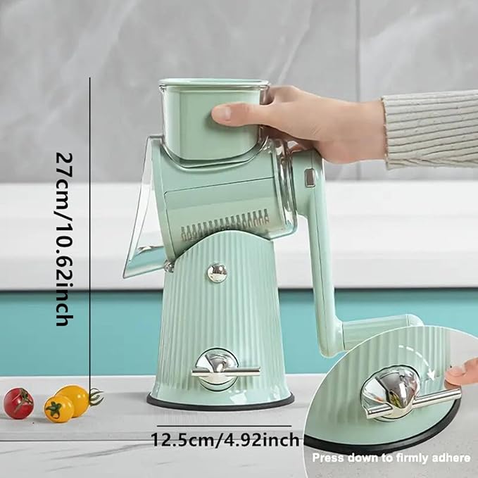 5 in 1 Rotary Cheese Grater, Cheese Shredder Hand Crank with Replaceable 10 Blades, Kitchen Strong Suction Base Salad Maker Cheese Slicers for Fruits and Vegetables