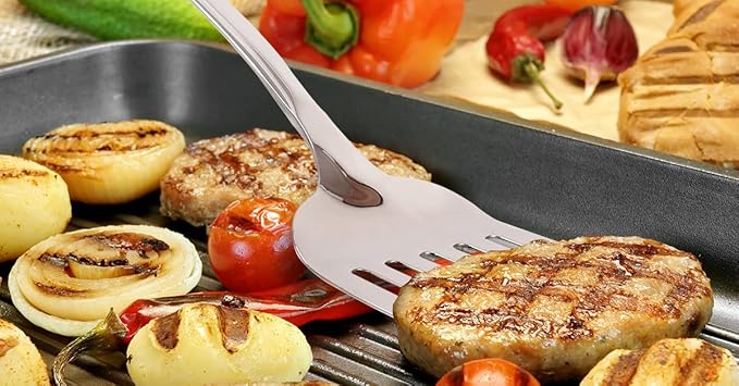 Zulay Kitchen Stainless Steel Metal Spatula – Lightweight, Strong & Durable Metal Turner – Easy to Use, Comfortable Grip, Heat Resistant & Dishwasher Safe – Perfect for Home Cooks & Chefs (14.8")