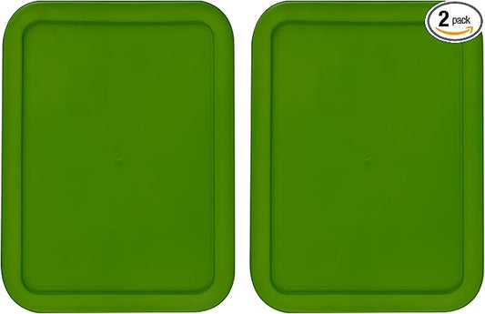 Replacement Lids for Pyrex 3-Cup Glass Food Storage Container Bowls, (7.75 x 5.75-Inch) Plastic Rectangle Lids Covers fits Pyrex 7210-PC, Airtight & Leakproof (2-Pack, Green)