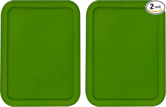 Replacement Lids for Pyrex 6-Cup Glass Food Storage Container Bowls, (8.75 x 6.75-Inch) Plastic Rectangle Lids Covers fits Pyrex 7211-PC, Airtight & Leakproof (2-Pack, Green)