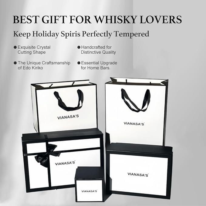 suigetsu Japanese Crystal Whiskey Glass, Cut Crystal Pattern, Luxury Cocktail Glassware (Red Gold Amber)