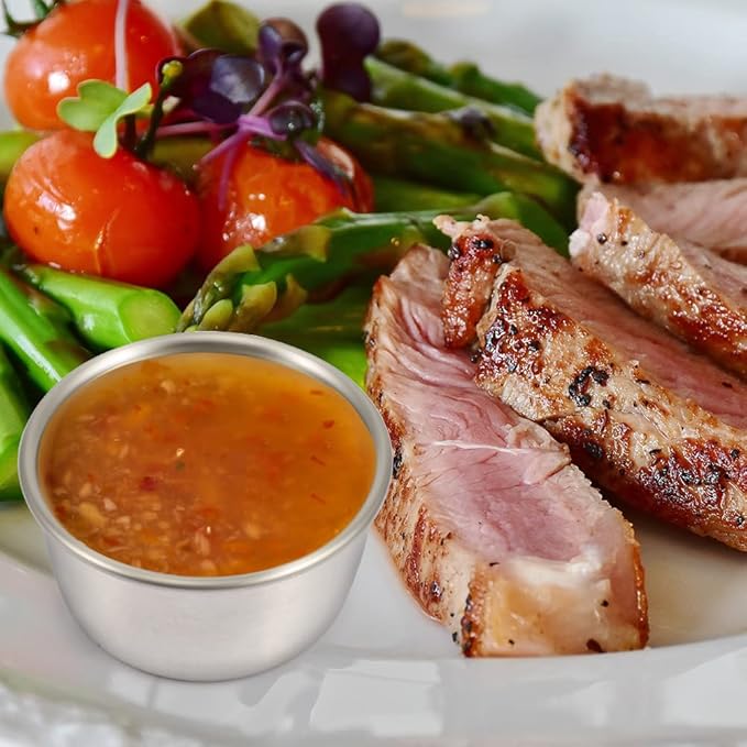 Ramekin Sauce Dipping Bowl Mini Sauce Cups Pudding Condiment Cups for Home Party Restaurant (Sliver 12PCS 60ml)