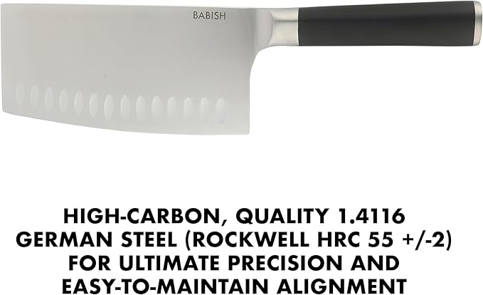 Babish High-Carbon 1.4116 German Steel 6.5 Inch Full Tang, Forged Cleaver Kitchen Knife