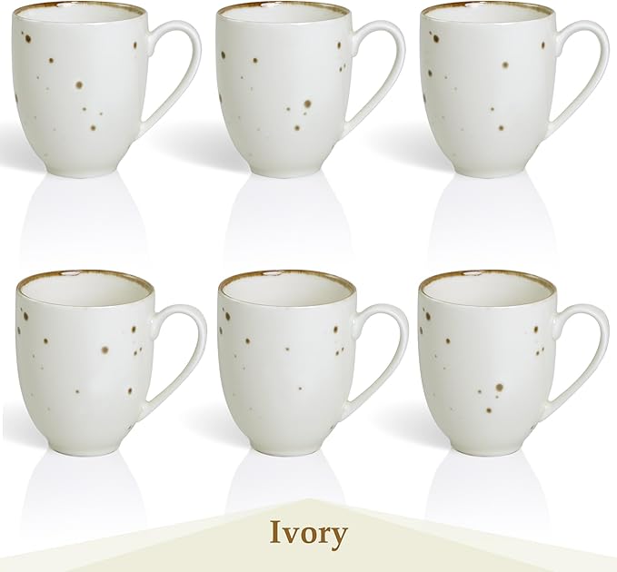 Coffee Mugs Set Of 6, 14 Oz Large Handle Heavy Duty Cups - Microwave Dishwasher Safe - Latte, Cappuccino, Tea, Cocoa, Mocha - Men, Women, Home Office Daily Use, Classic Assorted Colors