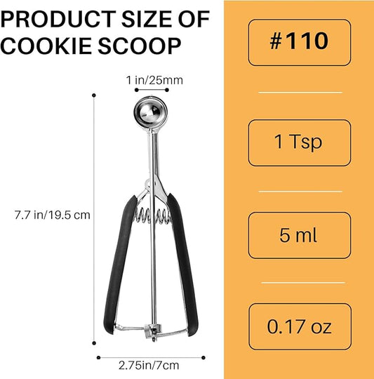 Mini Cookie Scoop, 1 Teaspoon Cookie Dough Scoop, Melon Baller Scoops, Mini Ice Cream Scoop, Comfortable Grip, Non-Slip, For Making Cookie Melon Ball Ice Cream Meatball