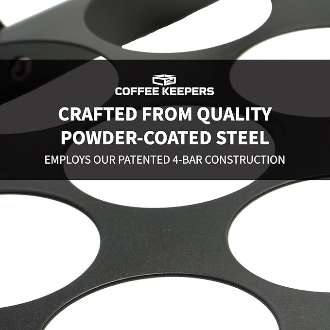 16 Pod - Under Cabinet Coffee Capsule and pod Holder – Space-Saving Hinge Hanging, Magnet Steel Construction Organizer for Small Spaces – Black