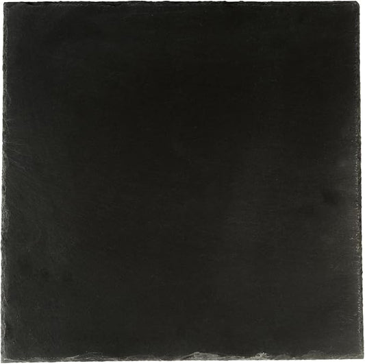 Restaurantware Slate Serving Trays 4 Pack of 12 x 12" Foam Feet Charcuterie Stone Plates Rustic Edges Freezable Black Square Serving Display Cheese Boards for Kitchen, Gourmet, Dining, Parties