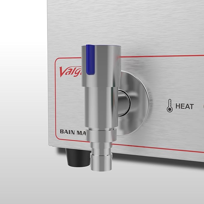 Valgus Commercial Grade Stainless Steel 3 Sections 17 Qt Bain Marie Food Warmers Electric Countertop Steamer with Lid and Tap for Parties, Banquet and Catering Events